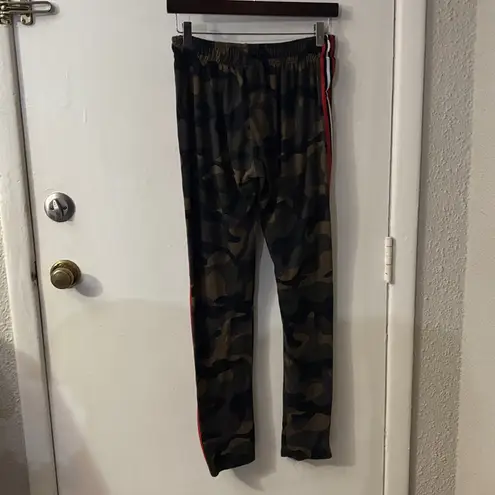 Liz & Sara Camouflage Racing Stripe Drawstring Leisure Pants Size M Indie Sleaze Green Size M