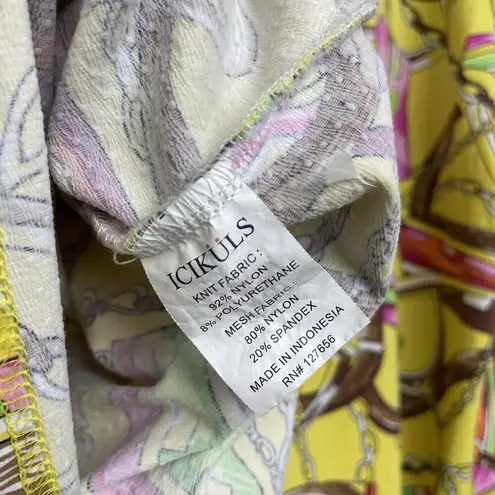 Icikuls Golf Shirt Womens Size XXL Yellow Long Sleeve Mesh 1/4 Zip Top Horse Bit Pink