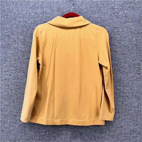 J Jill Shawl Collar Pullover Top Button Up Pima Cotton Blend Yellow S
