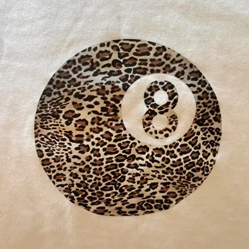 Edikted leopard print y2k 8 ball white short sleeve t shirt / graphic baby tee