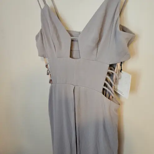 Fame and Partners x Free People Megan Maxi Dress Gray Cutouts Slits Sleeveless