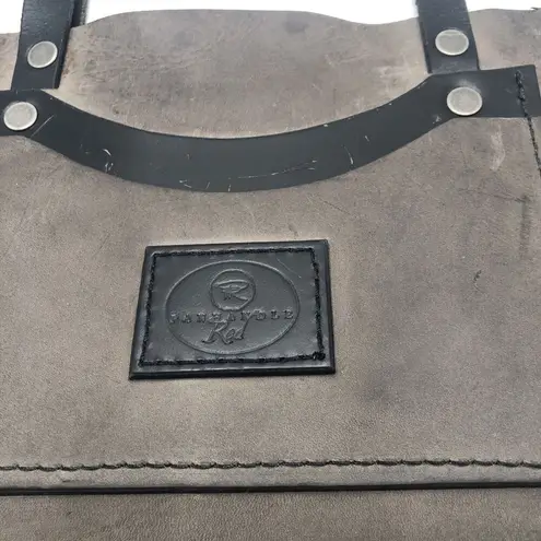 PANHANDLE RED LEATHER COMPANY Logo Branded Gray/Black Double Handles Tote Purse