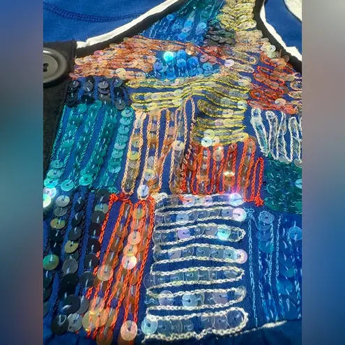 Alberto Makali Sequin Embellished Stripe Tank Top