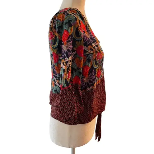 Maeve by Anthropologie Carter Boho Floral Tie-Front Blouse Size 2