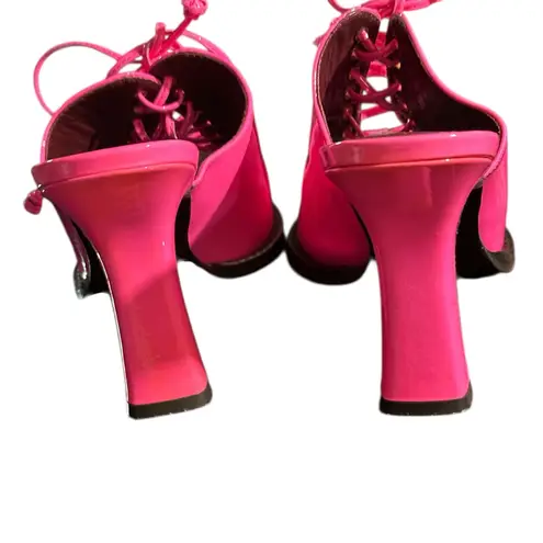 Sies Marjan Hot Pink Patent Leather Lace Up Mules 38 / 7.5