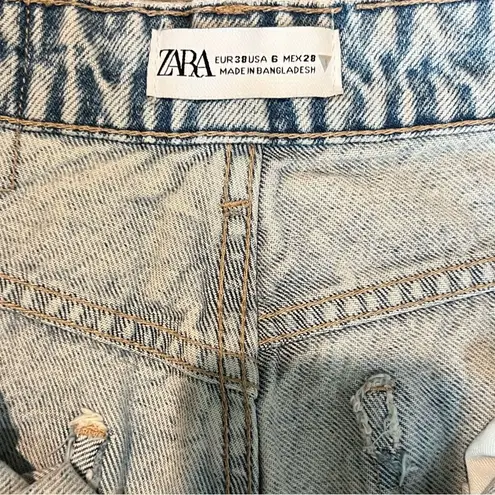 ZARA High-Waisted, Straight, Distressed Jeans, Size 6