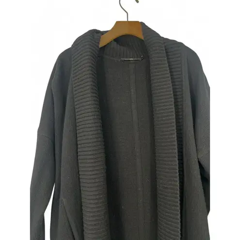 Jarbo | S / 4 | Pure 100% Wool Mid Length Open Front Cardigan Sweater Knit Coat Black