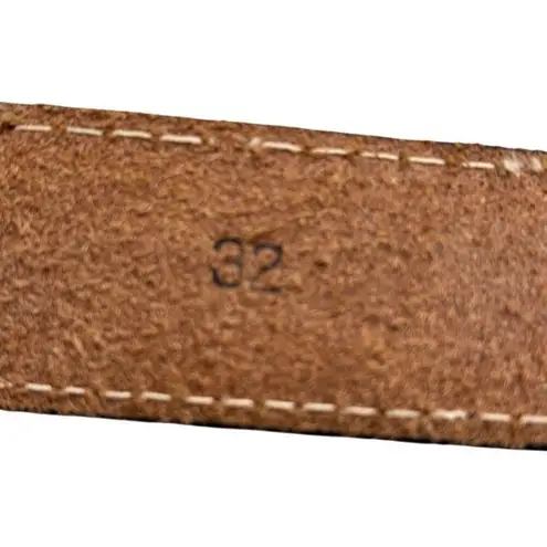 Vintage Multicolored Patchwork Tan Red & Blue Color Block Leather Belt Size 32