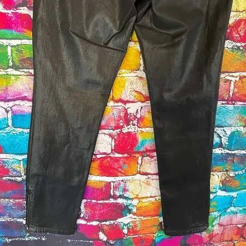 NYDJ  black coated faux leather legging moto skinny jeans 2