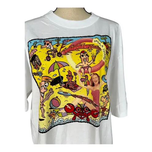 Vintage 90s 7UP Uncola Island Graphic White T