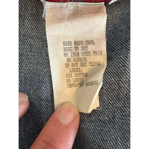 City Girl Sport Denim Vest Top Rhinestone Embellished Blue Jean Waistcoat Vtg Size M