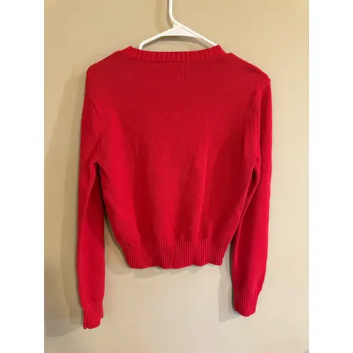 Tommy Jeans Red Logo Crew Neck Long Sleeve Sweater Women L Made in Japan Size undefined