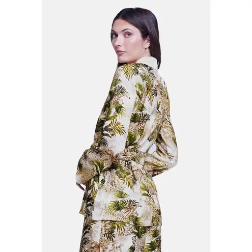 L'Agence ππ Ciara Robe Blouse ~ Antique White Safari Print Medium M NWT