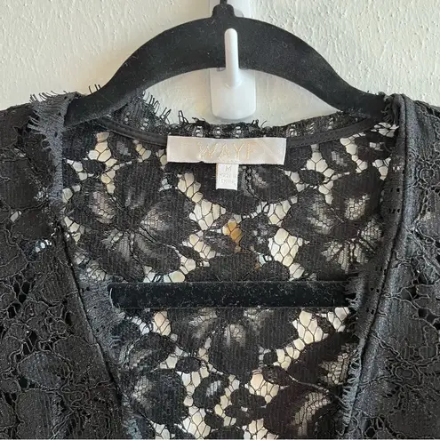 WAYF Dress Black Lace Long-Sleeve Say It Out Loud V Neck Mini Sz M EUC Nordstrom