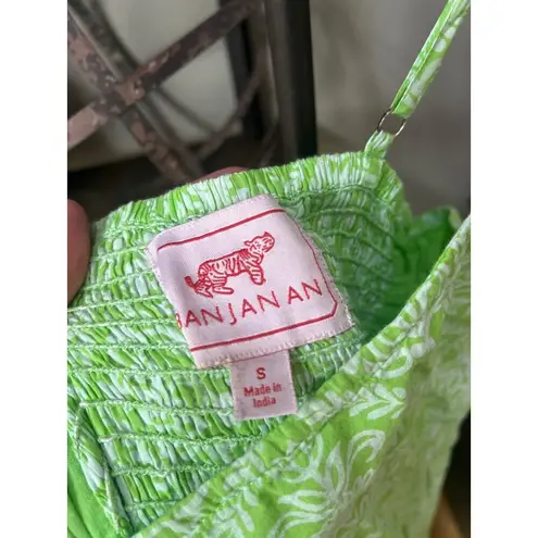 BANJANAN Hazel Tile Print Midi Dress Green Womens Size Small White