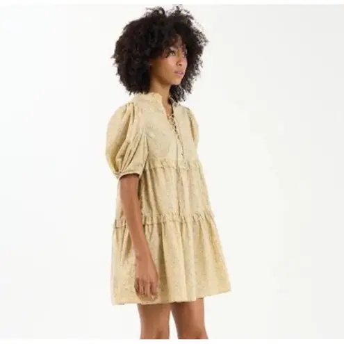 Sundays NWT Eden Celestial Bloom 100% Cotton Floral Tiered Ruffle Mini Dress XS