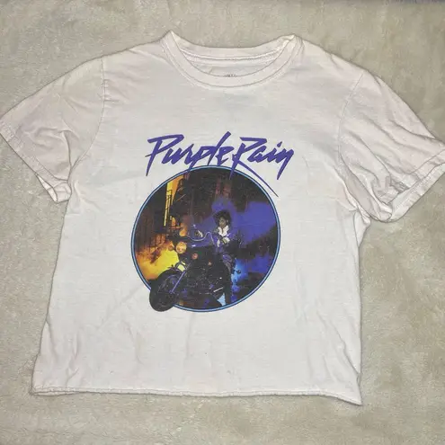 Purple Rain Prince White Cotton Crop Top Small EUC