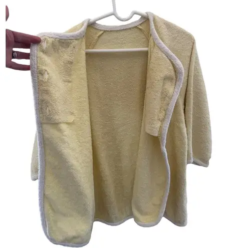 Vintage Terrycloth robe jacket double breasted beach pool vacation yellow medium