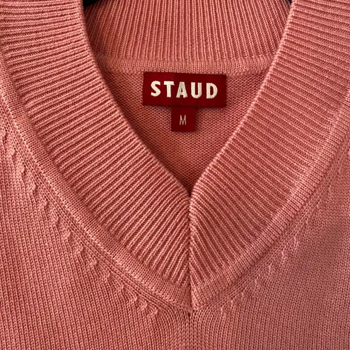 NWT Staud Women size Medium Damask Pink Sullivan Top Sweater V