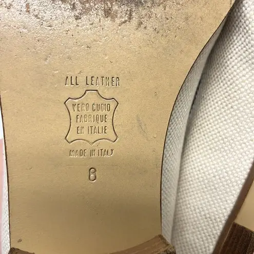 Brooks Brothers Beige Navy Twill and Leather Classic Slip-On Loafers- Size 8