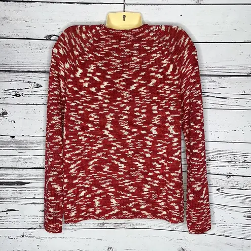Denim & Co . NWT Size L Red & Purple Crewneck Crochet Weave Sweater Top