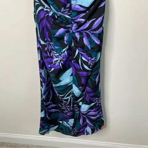 Kobi Halperin floral halter botanical silk Ruth midi dress size 12 vacation Blue