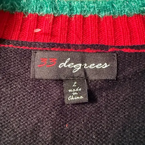 33 Degrees green Christmas sweater Cardigan figures Sequins Ho Ho Size L (14) Black Size L