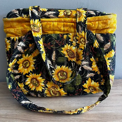 Sunflower Patterned Small Tote Purse With Pockets Yellow