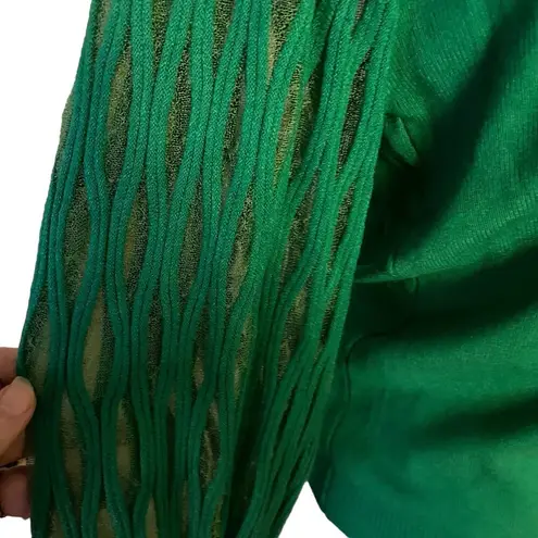 Unanyme Georges Rech Size S Puff Balloon Sleeve Sheer Mesh Green Sweater