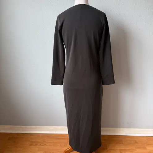 Emerson Fry Long V Neck Midi Dress Size XS Black