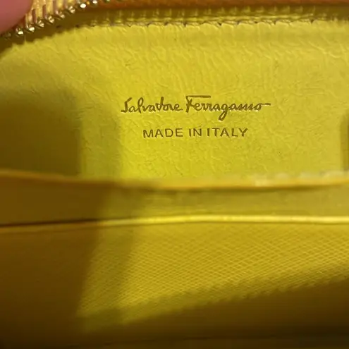 Salvatore Ferragamo Yellow Leather Coin Purse