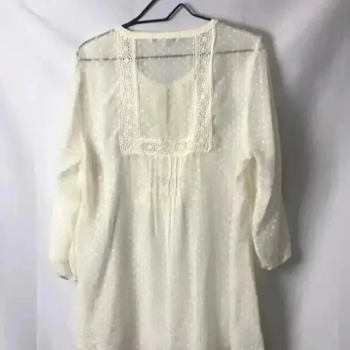 Daniel Rainn WO SZ 1X CREAM SWISS DOT SHEER TOP