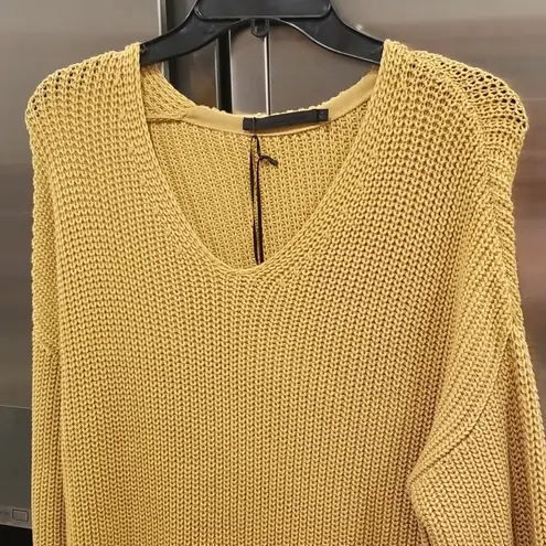 Jenni Kayne ππ Fisherman Organic Cotton Blend Sweater Mustard Yellow Small NWT