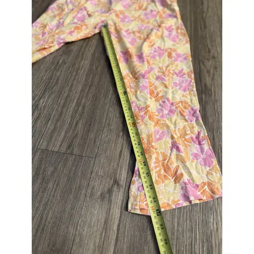 LULU'S Size M Island Imaginings Peach Floral Print Wide Leg Pleated Pants NWT Size M