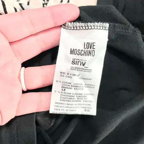 Love moschino Women’s Tea and Coffee Black Long Sleeve Graphic Top Size 4