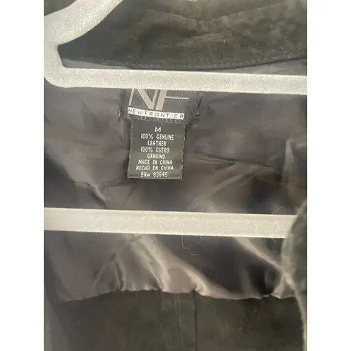 New Frontier Genuine Leather Black Suede Jacket Womens M Vintage Shacket Size M