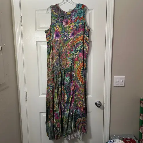 Johnny Was Maxi Dress Womens XXL Floral Print Sleeveless Bohemian Rayon Blend
