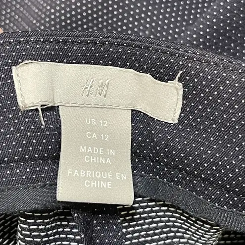 H&M  Women's Ankle Pants Black Mini White Dot Dress Slacks Size 12