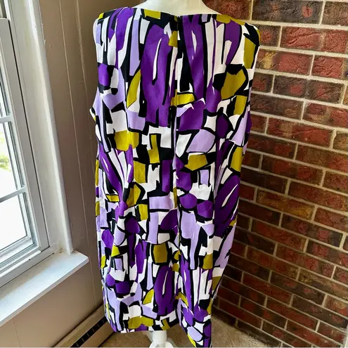 Ronni Nicole Purple Green Abstract Dress Bold Working Girl 90s Vibes Artsy Glam