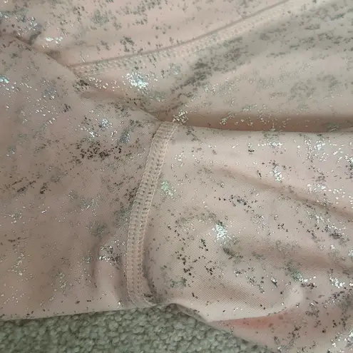 Kimberly Silver Shimmery Light Pink Bra and Leggings Yoga Set Size Medium