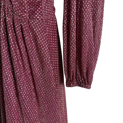 Ramy Brook Lebron Pink Metallic Long Sleeve Twisted Cutout Waist Gown Size 2