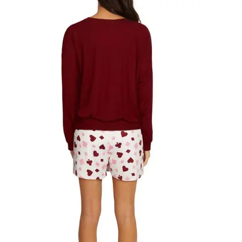 Wildfox ‎ Love's a Gamble Shorty Pajamas Set, 2 Piece, Red Hearts, Large, NWT - Image 2