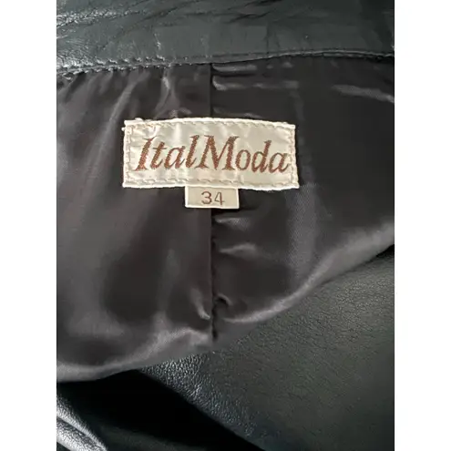 ItalModa Vintage Leather Black Pencil Skirt Sz XS
