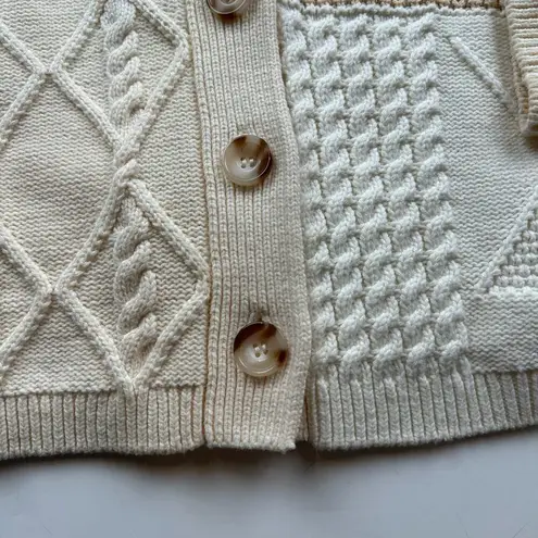 Rails Reese V-Neck Cardigan Cream Patchwork Button-down V-neck Sweater Size XS