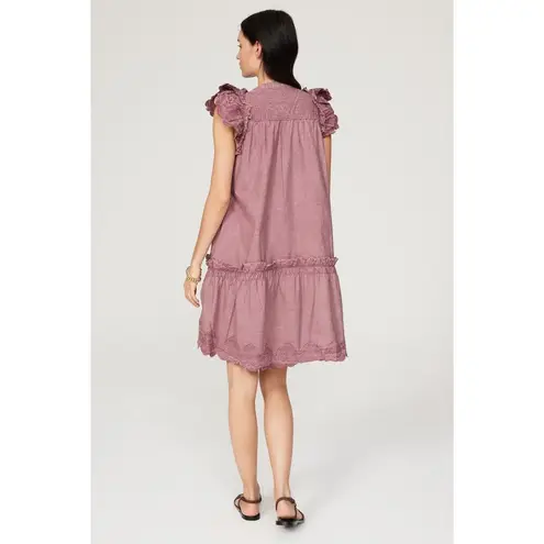 Sea Heidi Heart Quilt Petal Sleeve Tiered Rose Pink Mini Dress Size Small