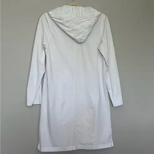 Lands'End  White Cotton Hooded Swim Coverup with hood and front zipper - Size S