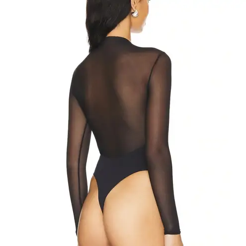 SER.O.YA Brandi Bodysuit in Black Large New Womens Long Sleeve Mesh Top