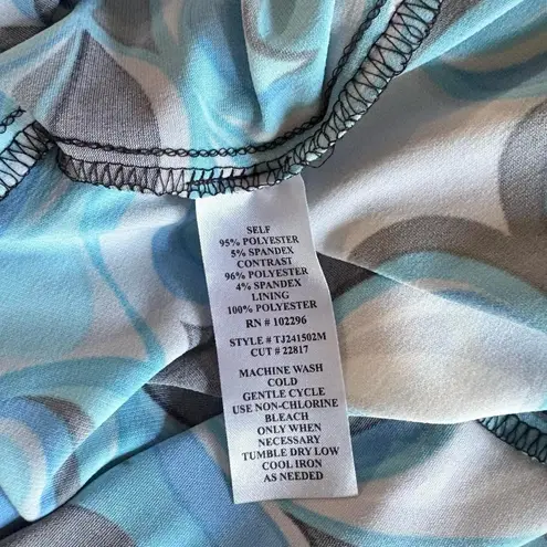 Vintage Y2K Dressbarn blue white black retro floral paisley halter mini dress Size 6