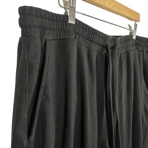 Daily Ritual Women’s Wide Leg Cropped Terry Cloth Pants in Black Size XXL