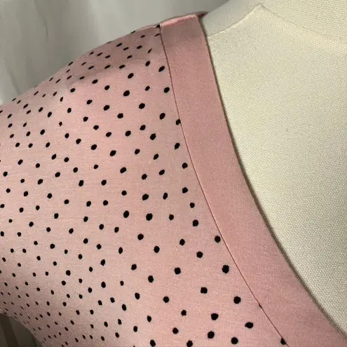 Donna Karan Sleepwear Pink Polka Dot V Neck Night Shirt Women Small Modal Luxury